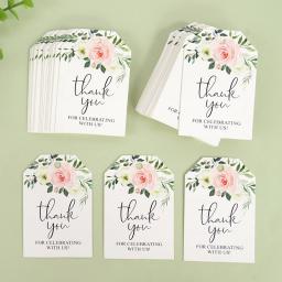 Etiquetas de papel com folha verde para embalagem de presente, Cartão de etiqueta, obrigado por comemorar conosco, Artesanato DIY, Casamento e festa de aniversário, 30 PCs, 50PCs - Image 1