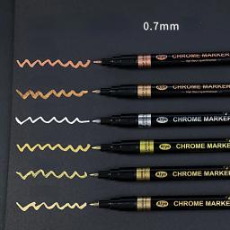 Metal de alto brilho cromado caneta marcador conjunto artesanal diy líquido oleoso toque-up tinta cor à prova dwaterproof água assinatura tinta caneta - Image 4