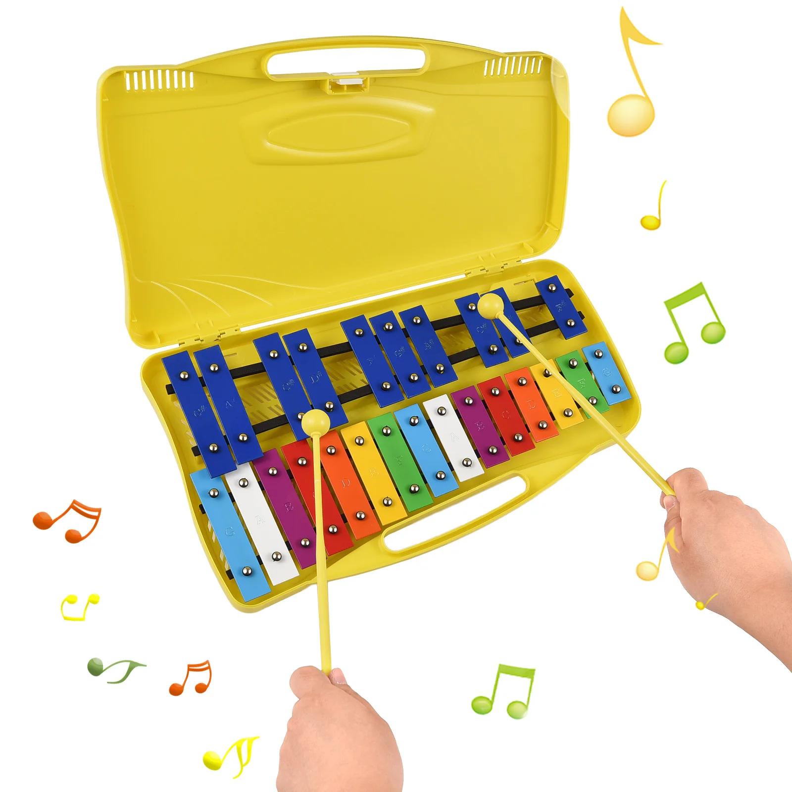 Glockenspiel Xilofone Com 2 Malas De Mão, 25 Notas, Chaves De Metal, Percussão Ritmo, Instrumento Musical, Presente - Image 1