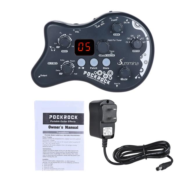 Pedal Portátil Multi-Efeitos para Guitarra com 15 Efeitos, 40 Ritmos de Bateria e Função de Afinador
