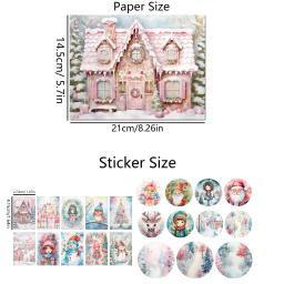 JAIIMAN-Rosa Natal Scrapbook Escrita Conjunto De Papel De Fundo Com Adesivo, DIY Artes Artesanato Suprimentos, 54 Pcs - Image 2