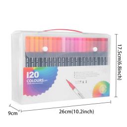Dupla Marcadores Fine Brush Pen, Dupla Dica, Art Marker, Colorir, Mão Lettering, Desenho, Material Escolar, 12 Pcs, 24 Pcs, 36 Pcs, 60 Pcs, 80 Pcs, 100 Pcs, PCes 120 - Image 5