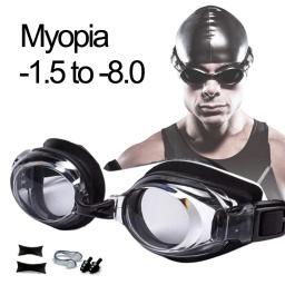 Óculos de natação profissionais para homens e mulheres, óculos UV anti-nevoeiro, dioptrias de silicone, óculos esportivos miopia nadar, estojo opcional - Image 1