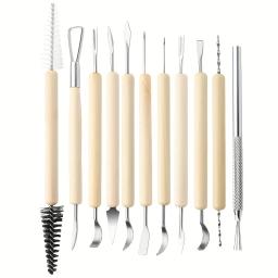 Kit de gravação argila do polímero, ferramentas de arte, cerâmica ao ar seco, caneta bola, diy, diy, 18 pcs/set - Image 6