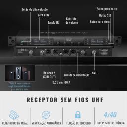 PTU-7000 Phenyx Pro Profissional Quad Channel UHF Sistema de microfone sem fio Microfones portáteis para Igreja, DJ, Cantar, Karaokê - Image 2