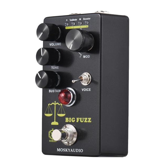 Pedal de Efeito Fuzz MOSKYAudio para Guitarra - Processador Digital Portátil com 4 Modos e Controles de Volume, Tom e Sustentação