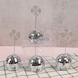 Disco Titular do Cartão com Espelho para Despedida de Solteira, Número Da Mesa, Clipes De Cartão De Nome, Decoração De Casamento, Decoração De Aniversário e Casamento, Espelho, Anos 50, 4PCs - Image 3