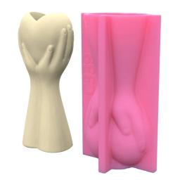 Coração na mão vaso molde silicone diy suculentas gesso concreto vaso flores molde - Image 6