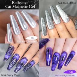 NASCIDO PRETTY-Esmalte Reflexivo Glitter Gel, Espumante, Brilhante, Gato, Magnético, Efeito Snowlight, Mergulhe, Verniz UV, 10ml - Image 5