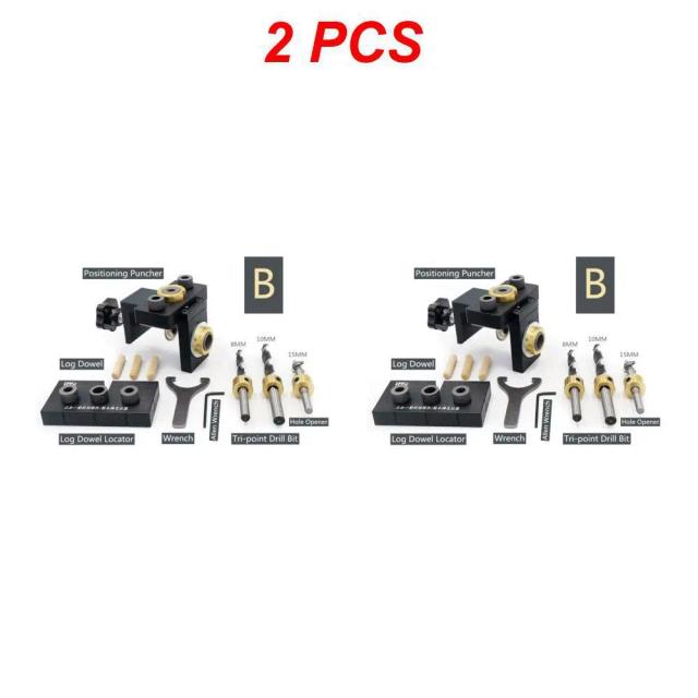 Jig Ajustável para Carpintaria com Brocas de 8mm e 15mm: Ferramenta 2 em 1 para Perfuração e Localização