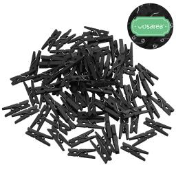 100pcs Prendedores de madeira pequenos clipes foto papel peg pin artesanato clipes para artesanato decoração, pendurado foto (preto) - Image 5