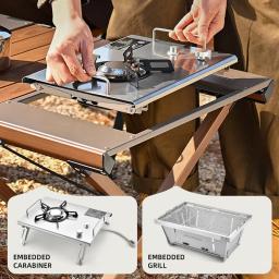 Hispeed-Multifuncional IGT Wood Table para acampamento ao ar livre, fogão a gás portátil, Lightweight Camp BBQ Grill, mesa de piquenique - Image 3