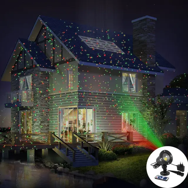 Luz de Projetor a Laser Verde e Vermelho para Decoração de Jardins e Festas de Natal
