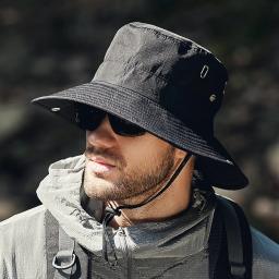 Novo chapéu de sol de aba larga masculino-à prova dwaterproof água proteção uv safari balde chapéu para pesca caminhadas escalada verão ao ar livre oversized - Image 5