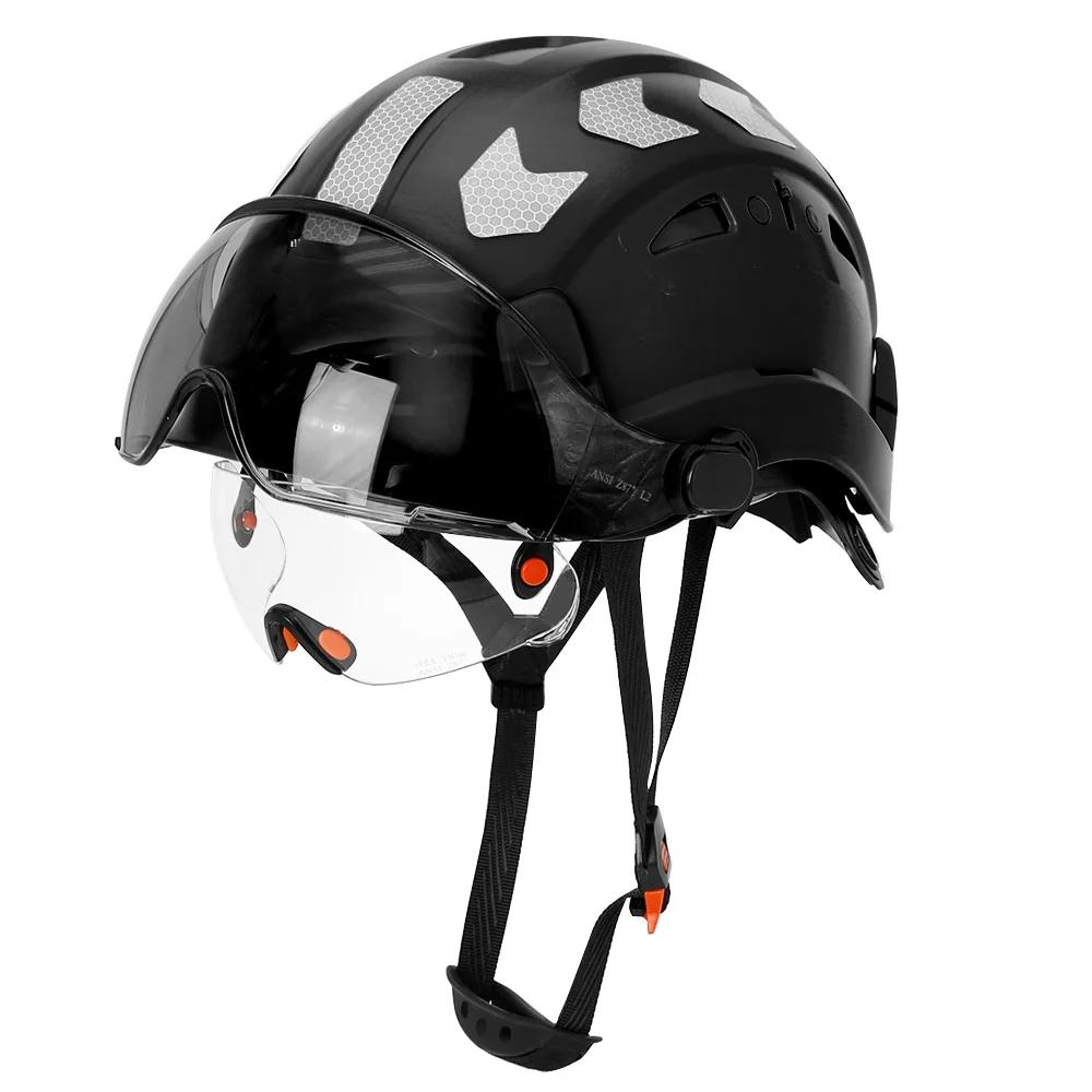 CE construção capacete de segurança com viseira, construído em óculos, adesivos reflexivos para engenheiro ABS ANSI trabalho industrial, chapéu de segurança - Image 1