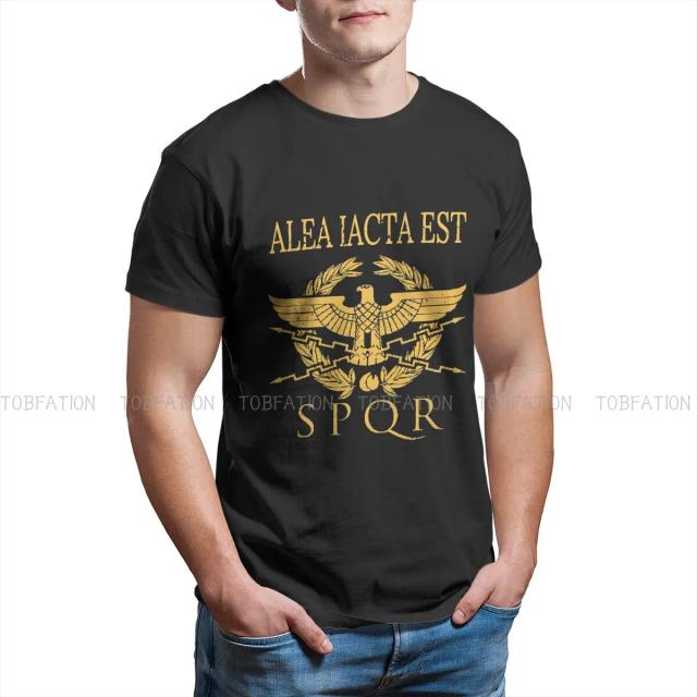 Alegra Iacta Est T-Shirt Redonda Estilo Roma em Poliéster Original para Homens - Novo Design em Alta Venda