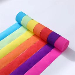 Rolo De Papel Crepe Colorido, DIY Origami Party Decor, Streamer Arco-íris, Papel Rugas, Cortina De Fundo, Casamento, Baby Shower Supply, 6Pcs - Image 6