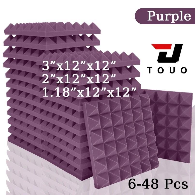 Touo espuma acústica 6-48 peças painéis de parede à prova de som de alta densidade estúdio material absorvente de som espuma acústica decoração de casa - Image 1