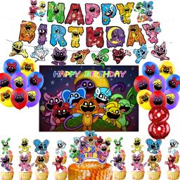 Decoração de festa de aniversário para crianças, banner, bolo, balão, fundo, feliz aniversário, novo - Image 1