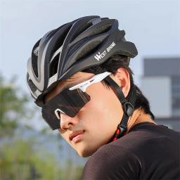 WEST BIKING-Capacete de Ciclismo Ultraleve para Homens e Mulheres, Moldagem Integrada, Respirável, Corrida, MTB, Road Bike, Capacete Equipamento - Image 6