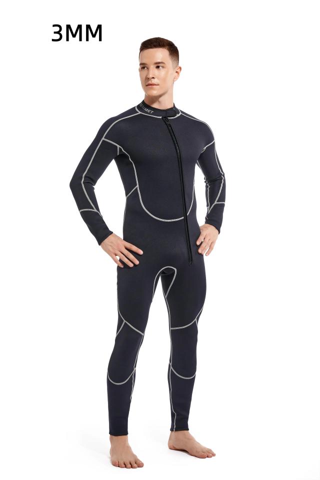 Roupa de Mergulho Masculina em Fato Preto com Manga Longa, Ideal para Pesca e Esportes Aquáticos - Nova, 3mm, Dropship