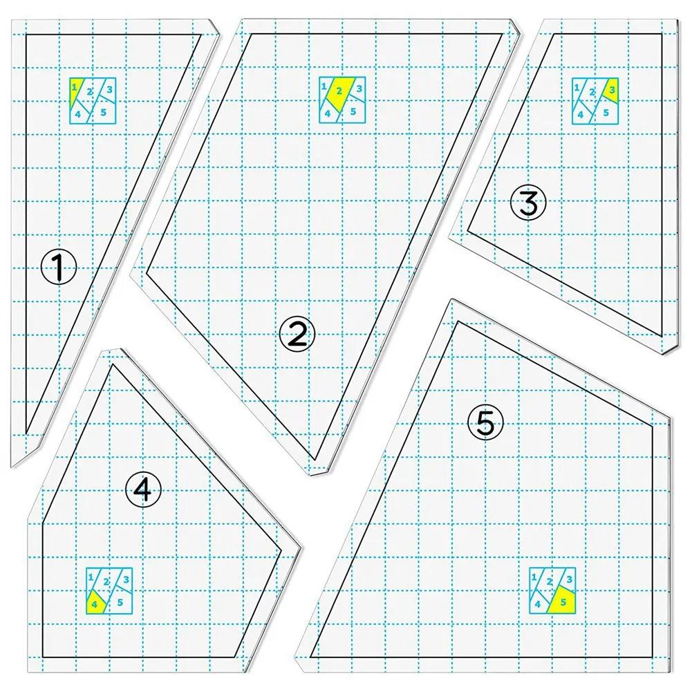 Quilting Template Set para máquina de costura, DIY Mão Patchwork, Quilt Templates, Régua quadrada, 5 pcs - Image 1