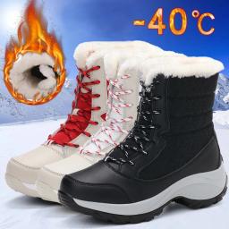 Botas de neve femininas novas senhoras sapatos plataforma mulher plana manter botas quentes senhoras casuais de pelúcia botas mujer sapatos de inverno - Image 1