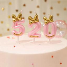 Cute Bowknot Aniversário Número Vela Princesa Príncipe 0-9 Número Velas Decoração Bolo Digital Candle Topper Cupcake Party Candles - Image 4
