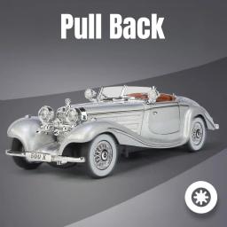 Mercedes-Benz-500K Brinquedo de carro vintage clássico para crianças, modelo diecast liga miniatura, coleção de som e luz, presente para meninos, 1:24 - Image 4