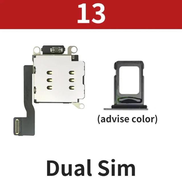 Conector de leitor de cartão sim duplo, cabo flexível, bandeja de cartão, conjunto de suporte para iphone xr 11 12 13 pro max, peças de reposição de telefone