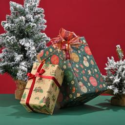 Papel De Embrulho De Presente De Natal, Embalagem De Buquê De Flor, Papel Kraft, Artesanato De DIY, Decoração De Embalagem De Festa De Ano Novo - Image 3