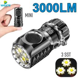 Mini super brilhante poderoso levou lanterna, liga de alumínio tocha, USB recarregável, Camping, alpinista, 18350, 3 x - Image 1