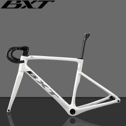 Quadro de bicicleta de estrada de carbono ultraleve BXT, conjunto de quadros de estrada de freio a disco de montagem plana de 140 mm, BB T47, pneu 700Cx32C, novo - Image 3