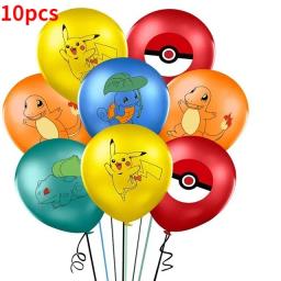 8 pçs pokemon balões decoração aniversário sonho tema festa de aniversário decoração pikachu balão 10 polegada conjunto chá de fraldas suprimentos brinquedos - Image 1