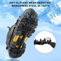 Garras de gelo antiderrapantes para escalada ao ar livre, Grips de neve unissex, Escalada Chain Crampon, Spike Shoe Covers, 24 dentes, inverno - Image 2