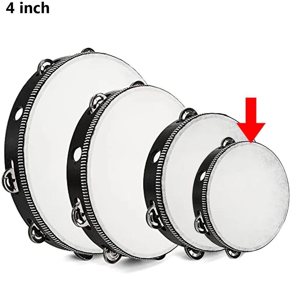 Dupla linha mão abalada pandeiro, branco Drum cabeça, Black Edge, madeira mão tambor, instrumento de percussão para KTV, festa, 4 ", 6", 8 ", 10" - Image 1