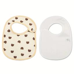 Babadores de gaze de algodão para bebês recém-nascidos, 2 peças, à prova d'água, infantil, meninos, meninas, panos de arroto, cachecol estampado, toalha de saliva, material de alimentação - Image 2