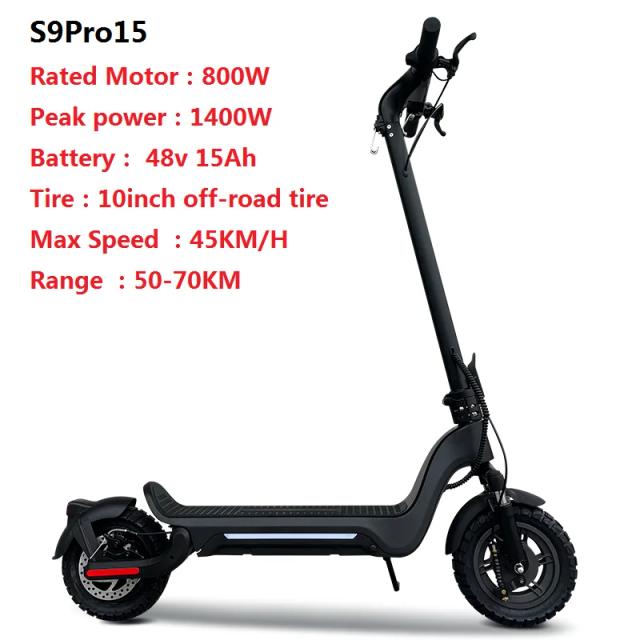 Scooter Elétrica S9Pro 800W com Pneus Gordo - Alcance de 65km e Bateria de 15Ah para Aventura Urbana