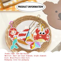 Pintura de diamante Artesanato Conjunto para Crianças, Sereia Animal Chaveiro, Artesanal, DIY, Presente, 15 Pcs - Image 4