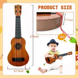 Guitarra ukulele com picareta para crianças e pré-escolares, instrumento musical educativo, brinquedo para crianças, 4 cordas, 17" - Image 5