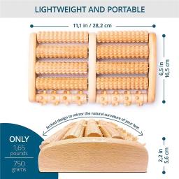 Massageador de pés de rolo grande de seis fileiras de madeira com caracteres gravados para massagem nas mãos, massageador de pés doméstico - Image 6