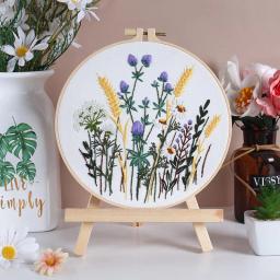 Kit de bordado de folhas e plantas, kit de ponto cruz, artesanato diy, presente com instruções, linha de agulha, suprimentos de bordado - Image 4