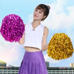 Pompons de torcida metálicos com alça antiderrapante, flores de mão, eventos esportivos, dança, liderança de torcida, 2pcs - Image 1