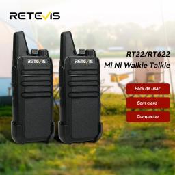 RETEVIS RT622 Walkie Talkie Mini 2 pcs PMR 446 Rádio bidirecional portátil ht PTT Walkie-talkies Rádio de comunicação para restaurante - Image 1
