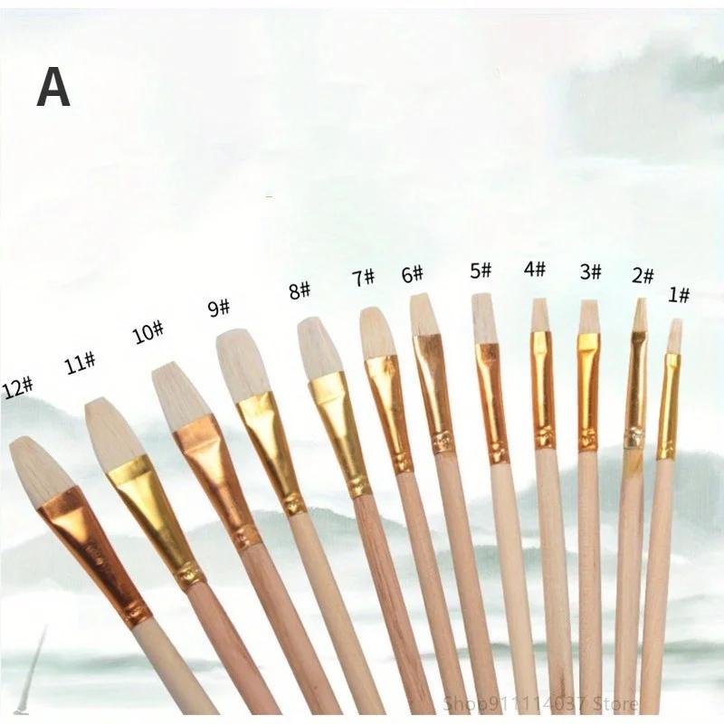 12pçs pincel de lã para arte em cerâmica, pincel para esmalte cerâmico/pintura para colorir aquarela, artesanato acrílico, caneta de pintura diy, materiais de arte - Image 1