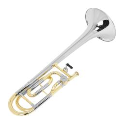 Instrumento de latão profissional com caixa, Trombone plano Tenor B, Chifre dourado e prateado, Pano de limpeza, Acessórios musicais - Image 3