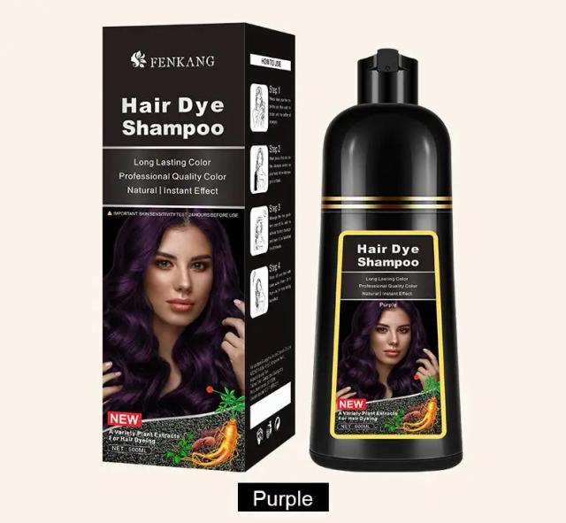 Shampoo 3 em 1 para Homens e Mulheres: Tintura Natural de cabelo em 7 Cores, 500ml