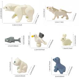 8 pçs mini animais polares asst blocos de construção brinquedos diy urso polar urso branco lobo leão marinho gaivota coelho peixe pinguim tijolos - Image 2
