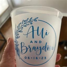 Copo de plástico inquebrável geado personalizado, Cheers para o senhor e a senhora, Favor da festa de casamento, 12oz ou 16oz, #140 - Image 4