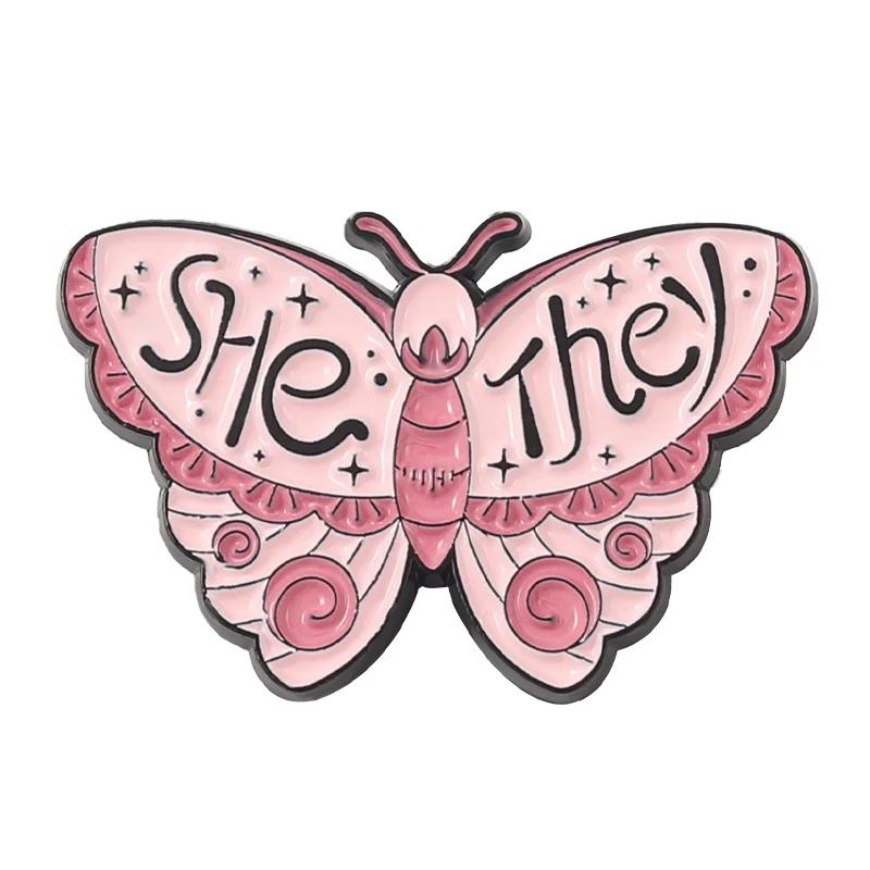 Alfinetes de lapela gramatical para crianças, jóias esmaltadas, emblema de inseto agradável, presente para amigos, ELA, ELAS, ELE, ELE, ELE, Princesa - Image 1